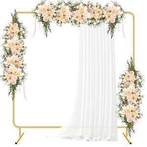 Metal Wedding Arch Backdrop Stand for Parties 6.6FT Gold Balloon Arch Square Frame Kit Pipe and Drape Stand Floral for Ceremony, Wedding, Baby Shower, Birthday Party, Flower Wall Decoration