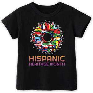 Hispanic Heritage Month Shirt Kids National Hispanic Heritage Month T-Shirt for Toddler Boys & Girls, 2T-8T (Flower)