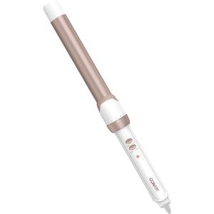 Conair Double Ceramic 1-Inch Curling Wand, Produces Flawless Waves, Curling Iron for Use on Medium and Long Hair, 30 Heat Setting Curling Iron, White