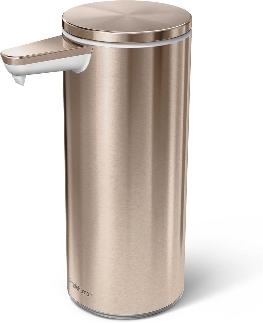 simplehuman 9 oz. Touch-Free Automatic Rechargeable Sensor Pump, Brushed Stainless Steel, New, Rose Gold