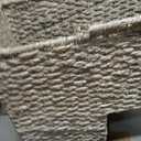 Creative Co-Op Braided Bankuan and Rattan Stair Basket with Whitewash Finish and Handles, White