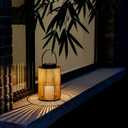 2 Pack Solar Lanterns Outdoor Waterproof, Cylindrical Shape Solar Lantern with Handle, Hand-Wound Outdoor Lantern Dusk to Dawn 6-8Hr, Hanging & Tabletop Decor for Garden/Patio