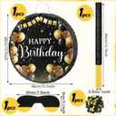 Sinmoe Birthday Piata with Stick Blindfold and Confetti Large Piata for Adult Men Women Birthday Party Supplies Decoration Wedding Anniversary(Black and Gold)