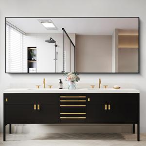 COFENY 30x72inch Bathroom Mirror, Black Rectangle Mirror with Thin Frame, Large Rectangular Wall Mirrors for Bathroom, Living Roomm, Hair Salon, Big Farmehouse Mirror Hang Horizontal/Vertical