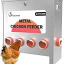 Metal Chicken Feeder Large Capacity 85lbs Automatic Metal Rat Proof Chicken Feeders No Waster Weatherproof Poultry Feeder for Chickens, Geese, Ducks, Turkeys, Quails (10-Port)