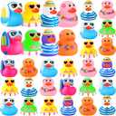 Honoson 24 Pcs Summer Beach Rubber Duckies Bulk Mini Rubber Duck Bath Toys Float Bathtub Ducky Cute Squeaky Ducky for Classroom Carnival Summer Birthday Baby Shower Party Favor (8 Colors)