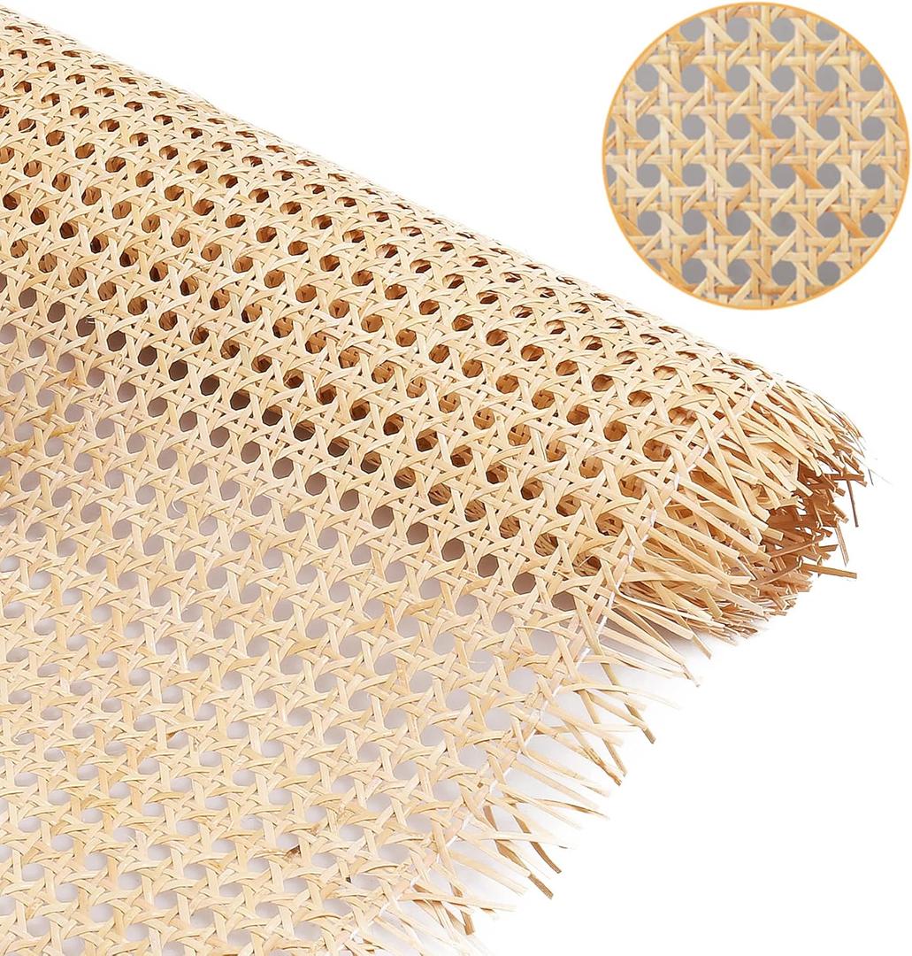 14" Width Cane Webbing 3.3Feet, Natural Rattan Webbing for Caning Projects, Woven Open Mesh Cane for Furniture, Chair, Cabinet, Ceiling