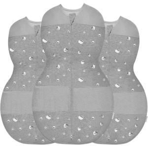 Happiest Baby Sleepea 5-Second Swaddle - 100% Organic Cotton Baby Swaddle Blanket - Doctor Designed Promotes Healthy Hip Development - 3-Pack Newborn Bundle (Graphite Planets, 2 x Small, 1 x Medium)