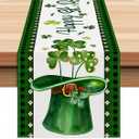 2 x St Patrick's Day Table Runner 13*72 inch,Green Lucky Shamrock Clover Table Runner Seasonal Spring Holiday Plaid Farmhouse Kitchen Dining Table Decoration for Indoor Outdoor Home Party Decor