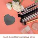 Mini Vintage Heart Elegant Metall Makeup Mirror, Portable 1X/2X Magnifier (Black)