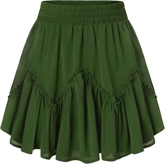 Scarlet Darkness Women Mini Skirt Ruffles Flared Skater Skirts High Waisted Short Renaissance Pirate Skirt (2XL,)