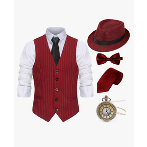 Gionforsy 1920s Mens Costume Gatsby Gangster Costume Accessories Set 20s Hat Bow Tie size M