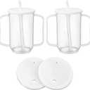 Sliner Adult Sippy Cups for Elderly 12 oz Straw Sippy Cups with 2 Handles No Spill for Adults Spill Proof Dysphagia Cup for Disabled Patients(White)