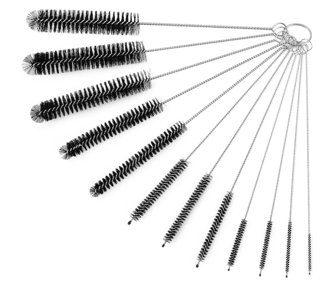 Straw Cleaner Brushes Sets, 12 Pieces 8.2 Inch Botthle Cleaning Brush and Nylon Tube Brush Brush Kit for Sippy Cup, Tumbler, Water Bottle, Drinking Straw (Black)