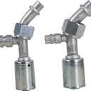 Air Conditioner Fitting Set #8 and #10 Female Oring Beadlock 45 Degree with R134a high and low pressure valve, A/C Refrigerant Hose Fitting