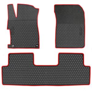 Car Floor Mat for Honda Civic 9th Generation 2012 2013 2014 2015, Custom Fit Rubber Black and Red Auto Floor Liners Mat All Weather Protection Heavy Duty Odorless