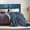 Bedsure GentleSoft Sherpa Fleece Blanket Queen Size for Bed, Non-Heated, Thick and Warm Throw for Women and Men, Soft Fuzzy Plush Queen Blanket for Winter, Slate Blue, 90x90 Inches