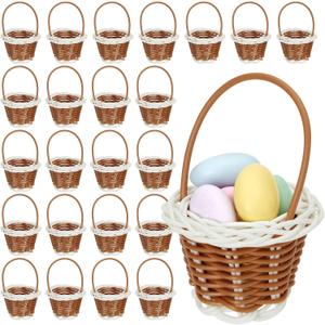 24 Pack Mini Woven Baskets with Handles - Bulk Miniature Baskets for School Projects, Mini Wicker Baskets for Easter Themed Party Favors, Tiny Baskets for Crafts, Picnic - 2x3 inch