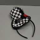 Nicky Bigs Novelties Mini Top Hat Headband - Black & White Checkered Clown Hat with Feathers & Rose, Jester Clown headband, Funny Hats For Women & Adults