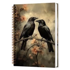 nvucamd Dark Academia Raven Floral Spiral Notebook, Gothic Black Crow Journal Notebook, Witchy Raven Journaling Notebooks for Women, Gothic Raven Office School Supplies Gifts, 5.5x8.3 In