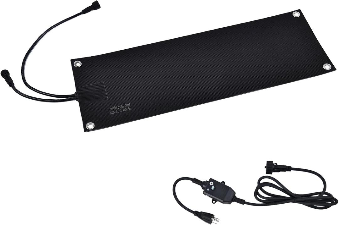 1 Pcs Heated Snow Melting Mat, 10 x 30 in Non-Slip Rubber Heated Outdoor Mats, Snow and ice Melting Mats FOI Winter Outdoor Stairs, Steps, Walkways, Driveway, Doorways, 2 in/h Melting Speed, Black