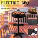 Portable Electric Grill with Removable Stand, 1500W Indoor & Outdoor BBQ, Non-Stick Baking Pan & Intelligent Temperature Control for Backyard, Balcony, Camping and Party, Gray