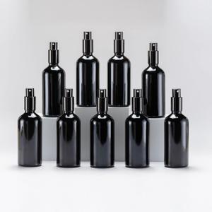 YIZHAO Black Glass Spray Bottles 4oz, with Small Fine Mist Spray, Metal Cap, Refillable for Essential Oil,Travel,Cleaning,Perfume,Aromatherapy,Makeup  9 Pcs