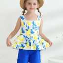 Toddler Girl Clothes Summer Outfits, Sleeveless Ruffle Hem Tank Top + Shorts 2Pcs Cute Baby Girls Clothing Set (S)