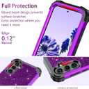 LONTECT for Galaxy A35 5G/A55 5G Case Glitter Sparkly Bling 3 in 1 Shockproof Heavy Duty Hybrid Sturdy High Impact Protective Cover Case 6.6 inch 2024,Shiny Purple/Black