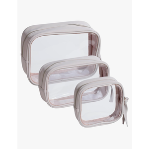 BS-MALL 3 Pack Travel Size Clear Toiletry Bag - Waterproof Makeup Organizer For Brushes & Eye Shadow -Gift Bags For Daily Use & Travel Essentials