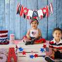 Red White and Blue 1st Birthday Highchair Banner - Patriotic First Birthday Party Decoration, Independence Day ONE Highchair Banner for Baby, Fourth of July Photo Props Cake Smash, 4th of July Party Supplies