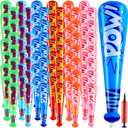 Seematn 100 Pcs Pow Inflatable Baseball Bats 17 Inch Inflatable Blow up Bats for Kids Carnival Game Prizes Bulk Baseball Party Favors Carnival Hero Sports Prizes (Mixed Color)