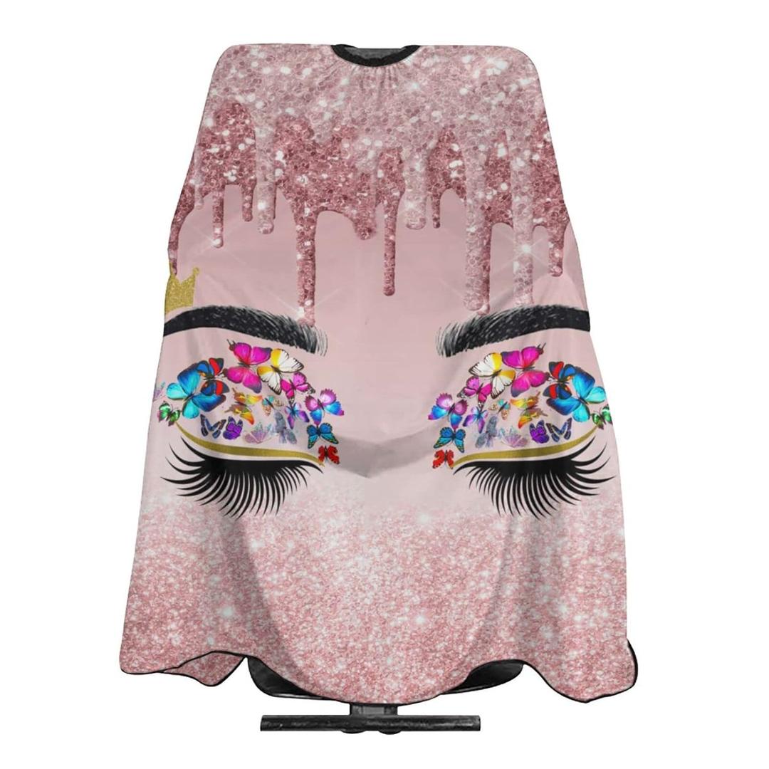 Barber Cape Hello Glitters Gorgeous Eyelash Pink Salon Apron Hair Cutting Cape Barbershop Kits For Women-55''X66'' (55x66 Inch (Pack of 1))