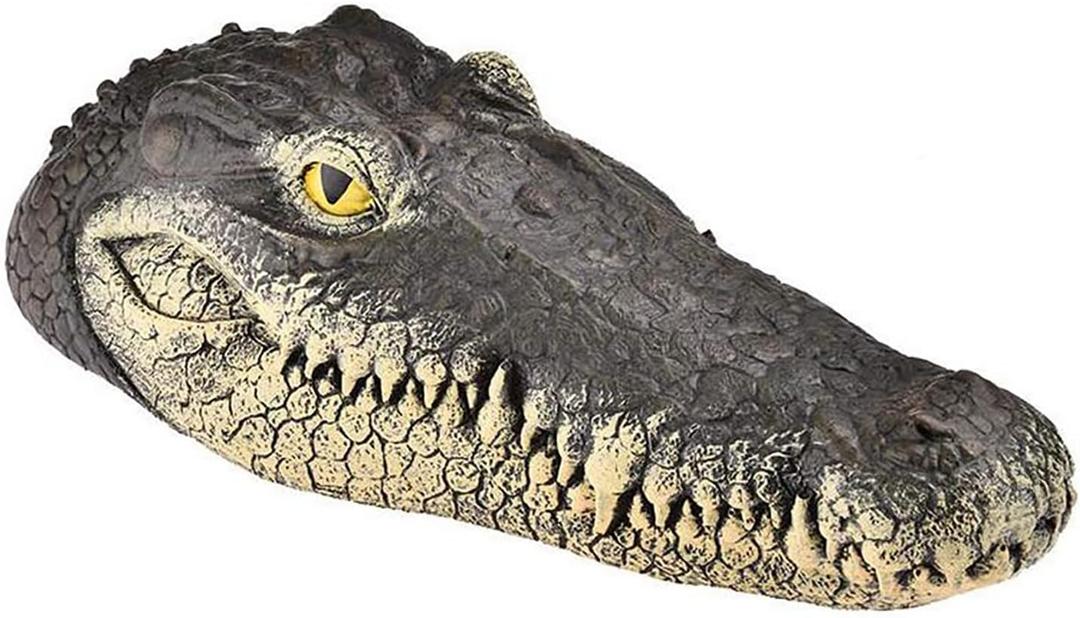Floating Alligator Head, Fake Gator Head for Pool Outdoor Pond Accessories Float Crocodile Head Decoy for Koi Pond Pool Garden Decoration 13in x 5.5in x 2.8in