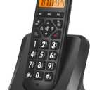 Sangyn DECT 6.0 Cordless Phone for Home with Big ButtonsOne Touch DialingFull-Duplex SpeakerphoneCaller ID/Call Waiting28dB Audio Assist and Hearing Aid Compatibility,Black