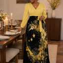 PinkPatty Plus Size Dresses for Curvy Women V Neck Flowy Long Sleeves Wrap Maxi Dress Travel Vacation Outfits