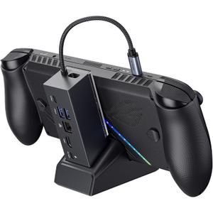 JSAUX Docking Station for ROG Xbox Ally X (2025)/ROG Ally X/ROG Ally/Steam Deck/Legion Go/Legion Go S, 6-in-1 Dock with HDMI 4K@120Hz, Gigabit Ethernet, USB A & USB C 3.2 Gen 1, 100W Charging - HB0609