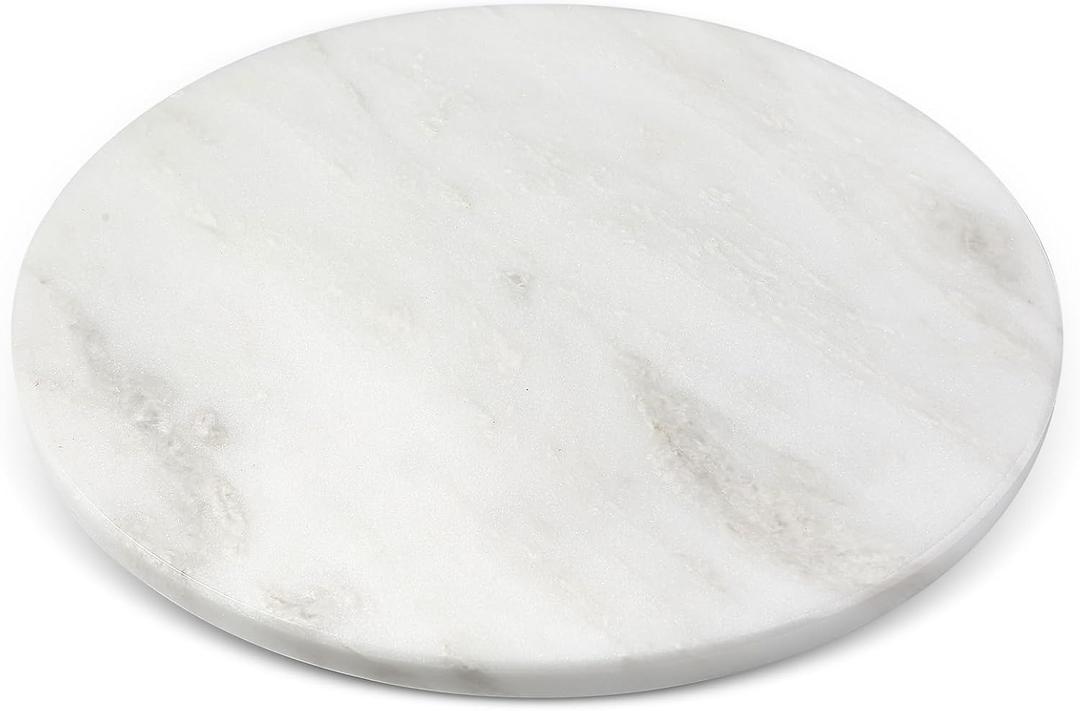 16'' Marble Lazy Susan for Kitchen Counter, White Marble Turntable for Dinning, Lazy Susans Organizer for Cabinet, Serving Rotation Spinning Tabletop Organizer Swiveling, Spice Rack Storage