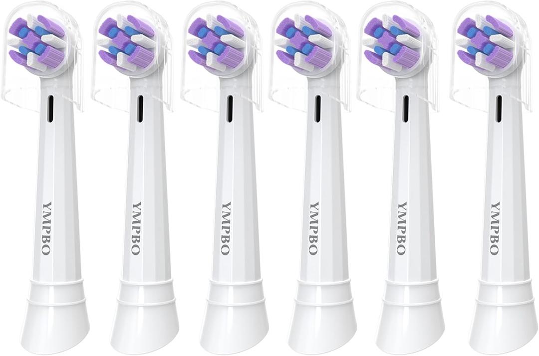 Pack of 6 Replacement Heads Compatible with Oral B iO 10 9 8 7 6 5 4 3 Series Electric Toothbrush, Medium Brush Heads, White