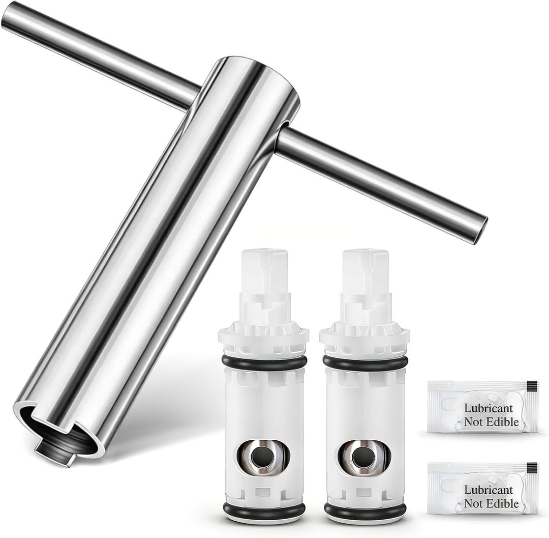Enhon 3 Pcs Faucet Cartridge Replacement Kit Compatible with Moen 1224 1224B Cartridge Retainer Removal Tool for Double Handle Tub Shower, Faucet Bathtub Valve Repair
