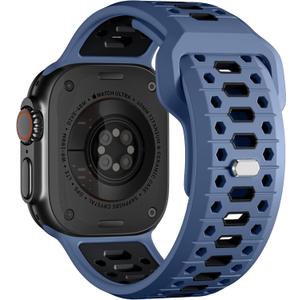 Maledan Compatible with Apple Watch Ultra 3 Bands for Men, Sport Silicone Strap Compatible with iWatch Bands Men 44mm, Honeycomb Band for Apple Watch (Blue Gray/ Black),  44mm/45mm/46mm/49mm/42mm(Series 3 2 1)