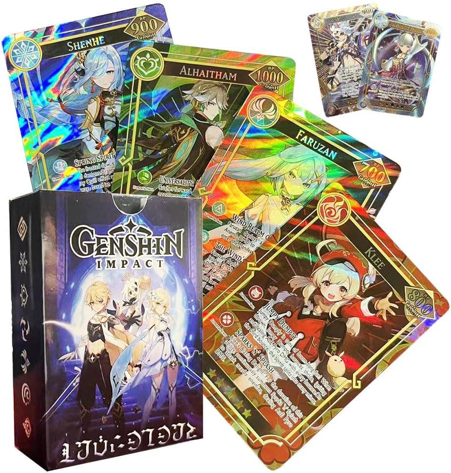 60PCS TCG Deck Cards,55PCS Ultra Rare Card and 5Pcs Random UTR with Gilded Text English Version TCG Collection Kamisato Ayaka ZhongLI, Collectible,Best Gift for Kids and Adult