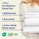 Air Mattress Sheet Set for Twin Size - 3 Piece Breathable & Cooling Sheets w/ Extra Deep Pockets - Fits Inflatable & Blow Up Air Mattresses Up to 24 Inches Thick - Ultra Soft & Wrinkle Free - White