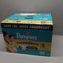 Diapers Size 2, 180 Count and Baby Wipes - Pampers Swaddlers Disposable Baby Diapers and Water Baby Wipes Sensitive Pop-Top Packs