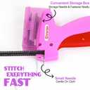Stitch Gun for Clothes With Storage Box, Handheld Stitch Gun Quick Clothing Fixer Micro Sewing Tagging Gun Kit for Clothing One Stitch Sewing Gun Includes Needles Fasteners (Purple