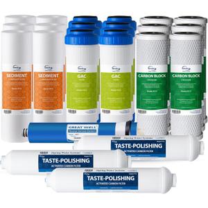 iSpring F22-75 NSF Certified 3-Year Replacement Filter Pack, For Standard 5-Stage RO Systems, Reduces PFAS, Chlorine, Bad Taste & Odor, 22 Pieces