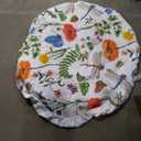 Round Tablecloth Fitted Elastic Edge Patio Table Covers Wrinkle Resistant Polyester Table Cloth for Picnic Camping Indoor and Outdoor，Dragonflies Butterflies Flowers 45"-56", Size: 56" (Round)