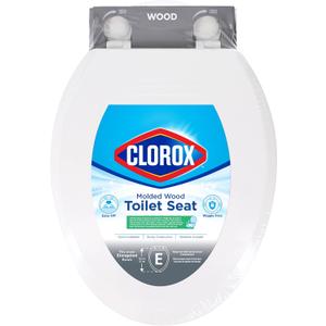 Clorox Elongated Wood Toilet Seat with Easy-Off Hinges-Wiggle Free Design