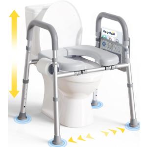 Toilet Seat Risers for Seniors, Raised Toilet Seat with Handles, Adjustable Height & Width, 400 lb Handicap Elevated Toilet Riser Toilet Seats for Pregnant Elderly, Fit Any Toilet