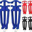 Hanaive 6 Pcs Ski Strap and Pole Carrier, Cross Country Skis Poles Holders, Universal Pole Carrier Skiing Accessory for Families Christmas Holiday Winter, Black, Red, Blue